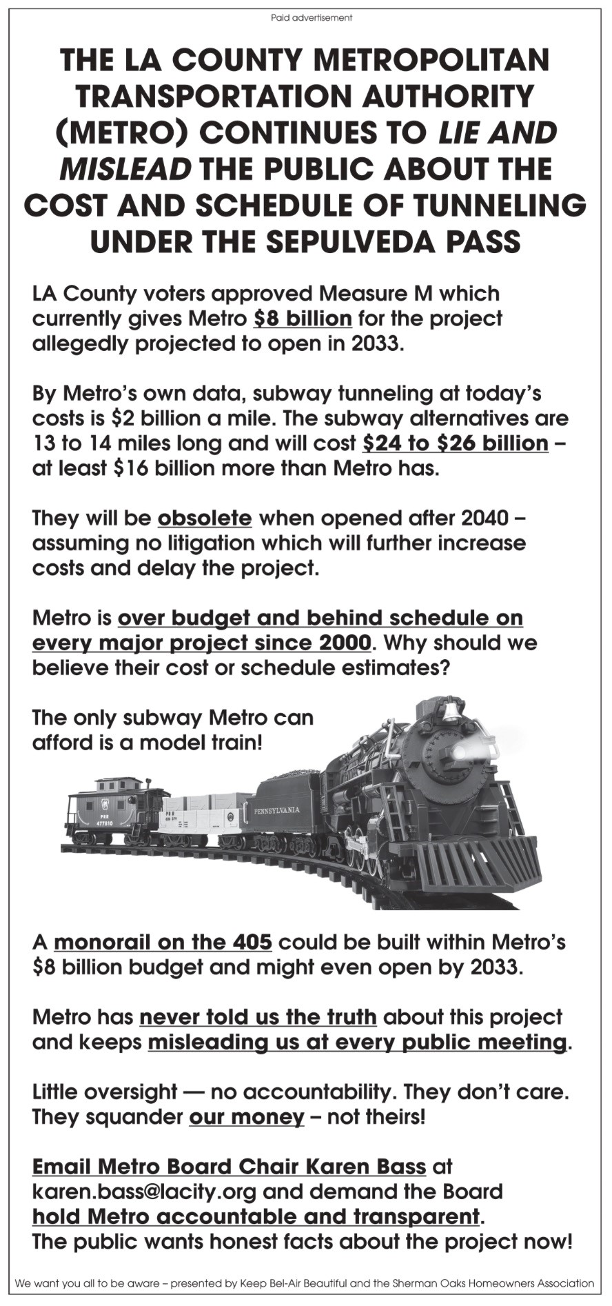 Sepulveda Pass: Metro Continues to Lie and Mislead Angelenos