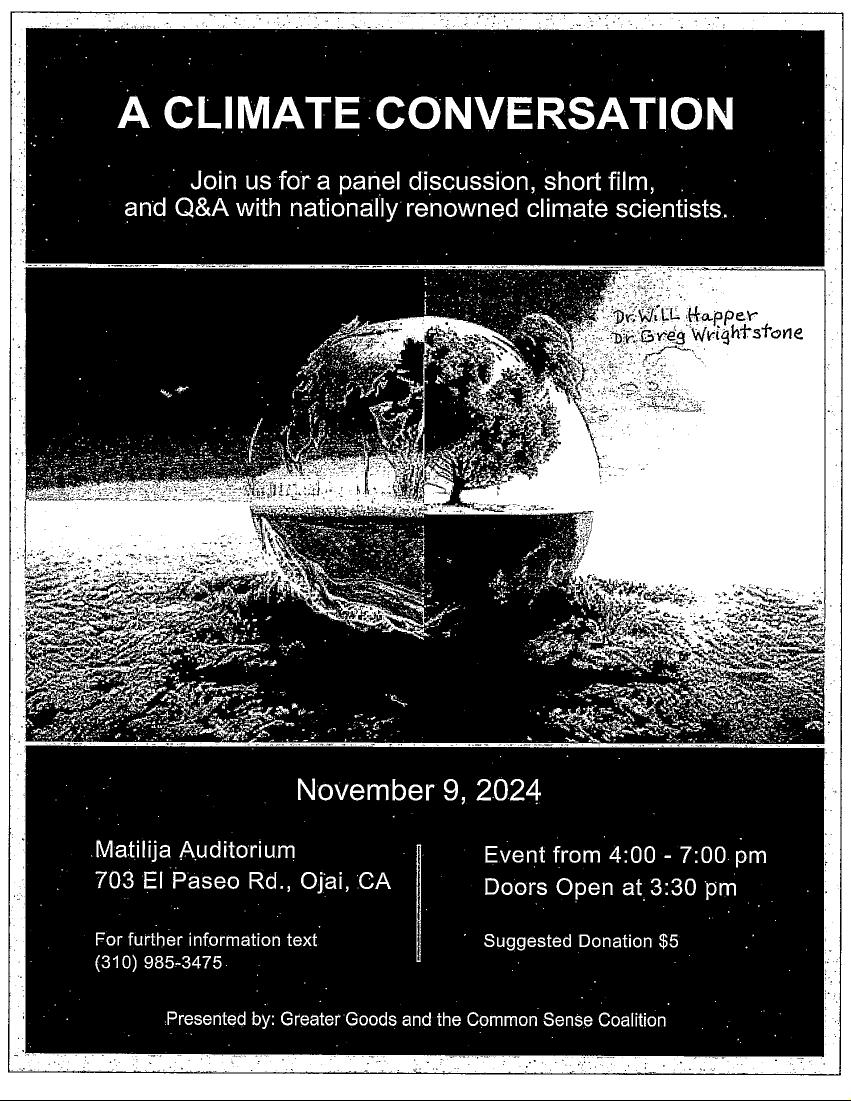 Pro-Science Conference on Climate Change Canard:  Ojai Nov. 9, 4:00pm